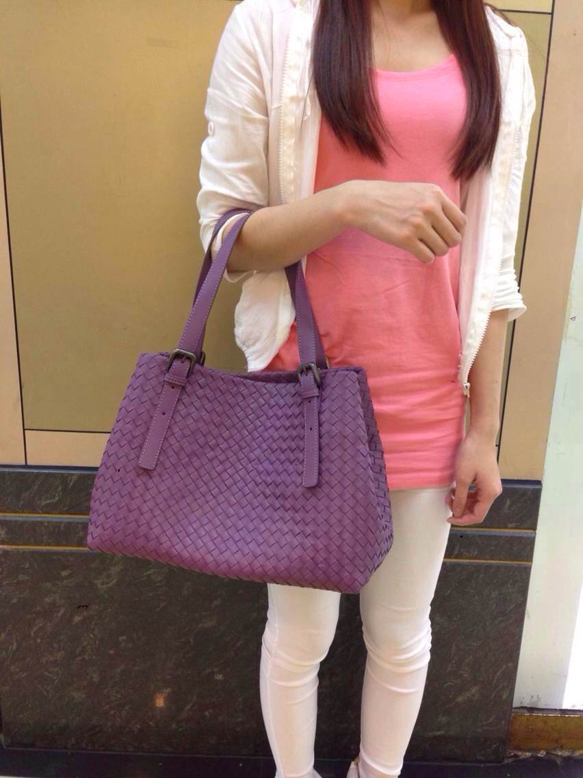 宝缇嘉编织包 BV 原版进口羊皮  8011小号 粉紫色 女士单肩手提包