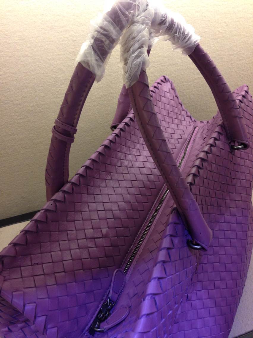 宝缇嘉 BV 编织包 8041 进口绵羊皮 手提女包单肩包 粉紫色