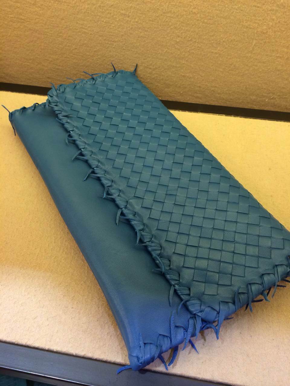 2015新款女包 BV 宝缇嘉 进口羊皮编织手包流苏款 中蓝