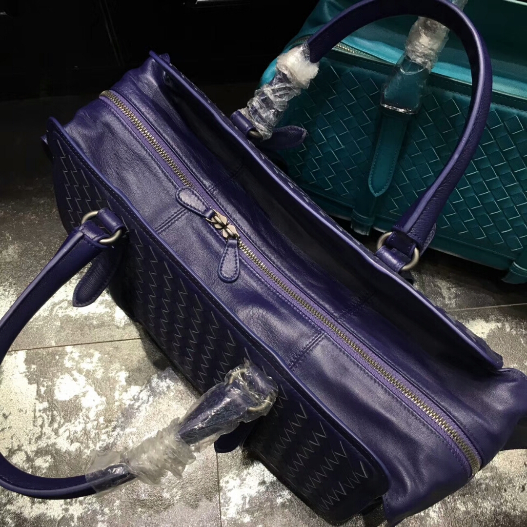 宝缇嘉经典女款手提袋 旅行袋 公文包 2270 原版羊皮 34*15*20cm 深紫色 清波绿